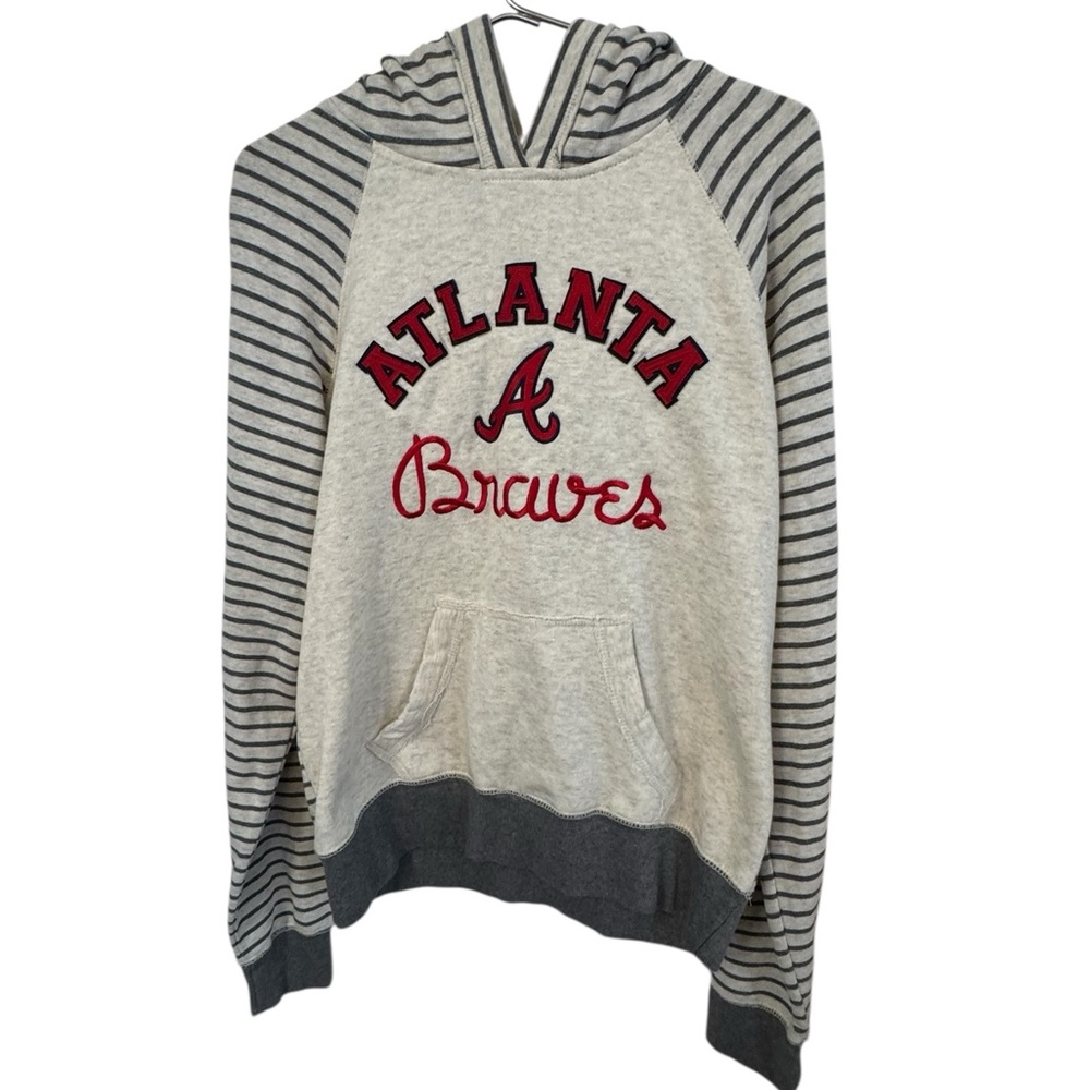 Atlanta Braves Embroidered High End Gray MLB Baseball Women’s L Hoodie MINTY